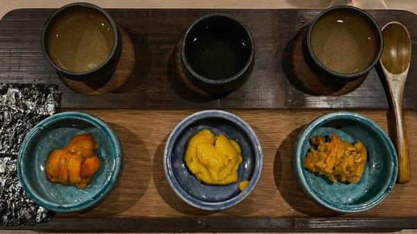 Uni Tasting (Hokkaido, Santa Barbara, and Maine)