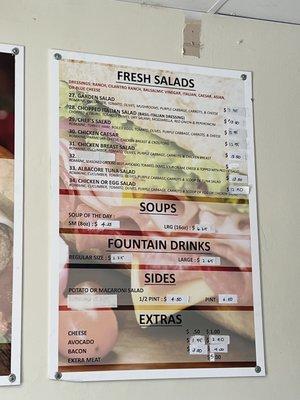 Salad menu