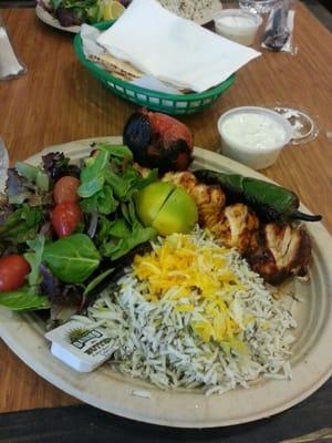 Chicken Kabob was moist, and full of flavor. Great prices especially when chicken is halal (kosher) you can taste the difference