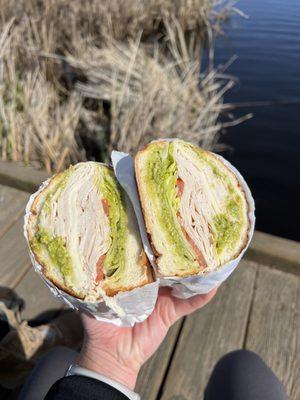 Dutch crunch, roasted turkey, pesto, provolone!