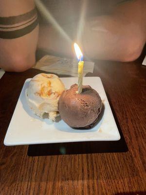 Complimentary bday dessert