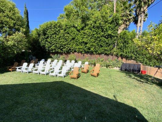 Chairs and bar set up for my party. (The wood color were the extra chairs they brought)