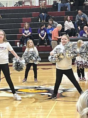 My 7 year old daughter got to dance with. Dance team at a home game