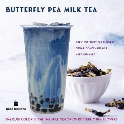 Butterfly pea milk tea