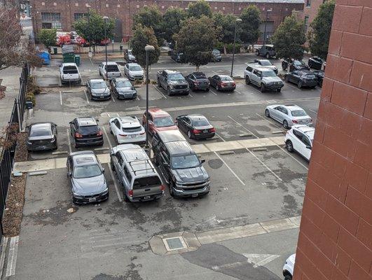 Tight parking lot spaces