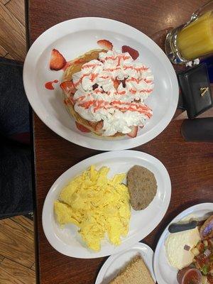 Strawberry pancakes combo