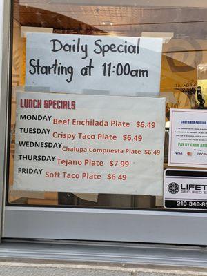 Daily lunch specials