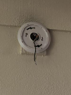 Possible facility is wired for smoke detection. Maybe. Uncovered disconnected wires and no cover. Class A accommodations