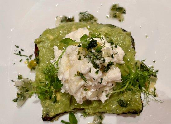 Avocado toast topped with egg whites