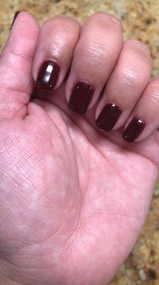 Garnet gel manicure.