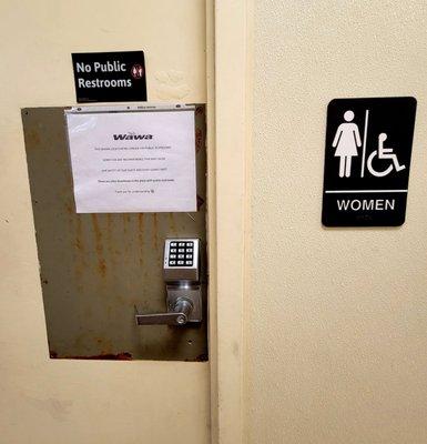 They no longer offer restrooms to their customers & posted signs to go find a business that does offer them!