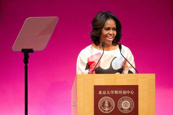 Government & NGO Events-
 First Lady Michelle Obama speaks at a PKU-Standford University event.
 © Yuan Images