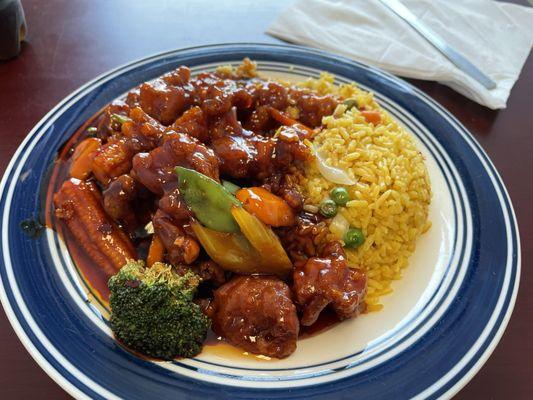 C18. General Tso's Chicken Combo Plate