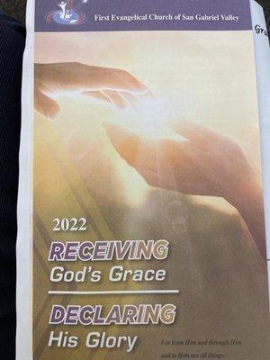 Theme for 2022 in their church bulletin