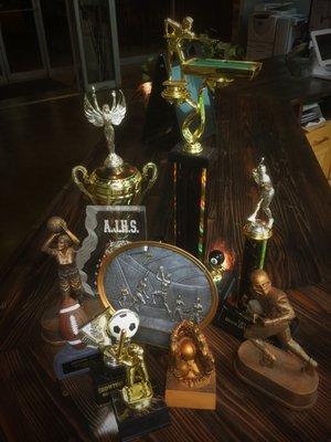 We offer laser engraved  plaques, awards, and trophies.