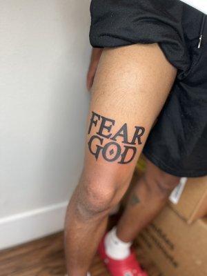 Knee Tattoo- "FEAR GOD"