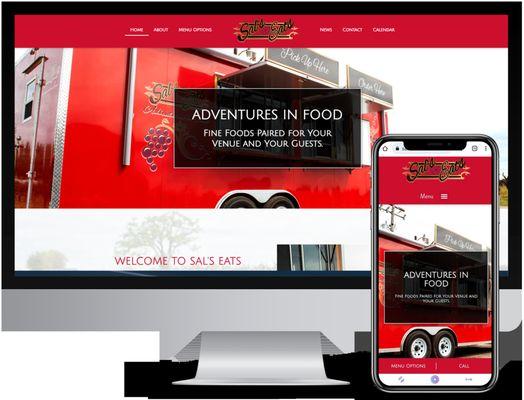 Desktop and Mobile UI/UX Design view for Sal's Eats Catering Company created by experienced designers and Developers at CloudKrest