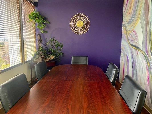 We would love to have you join us in our spacious conference room!