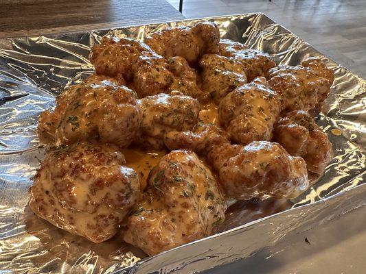 Gluten-Free Boneless wings with house buffalo sauce!