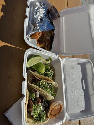 Burrito, three 3 Street Taco's