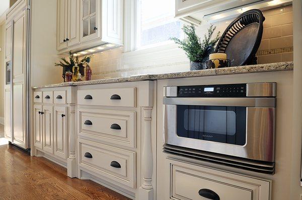 Beautifully detailed cabinetry.