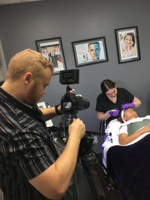 Superhero Productions owner Aaron Schumann shooting b-roll for Rapid Laser Med Spa, 2018.