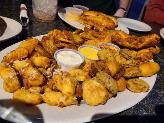 Sampler Platter (Cheese Curds, Fries, Corn Dogs, Fried Pickles, Chicken Tenders)