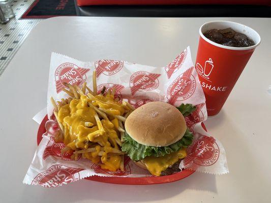 Single Steakburger with Cheese and Cheese Fries