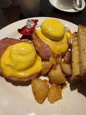 No, we did not eat any of the COLD potatoes.  That's the serving size. The eggs were cooked well, but English muffin and potatoes  COLD.