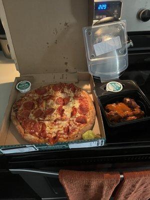 Medium Square Cut Pizza and Wings