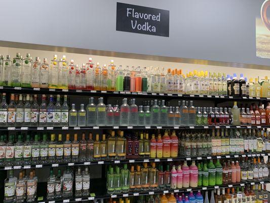 Flavored vodka section