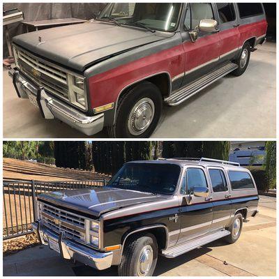 1987 Chevrolet Suburban 454 before and after restoration