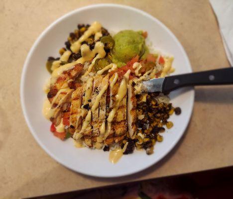 Southwestern grilled chicken rice bowl