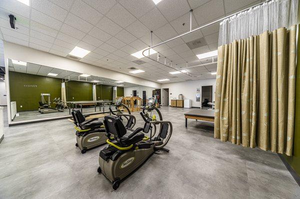 In our fitness center, seniors can receive rehab therapies as well as have workout routines designed specifically for their needs.