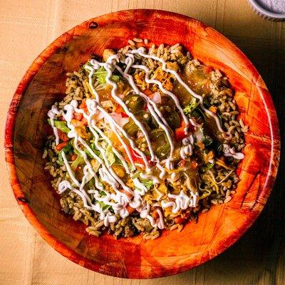 Wild rice bowl with ground bison