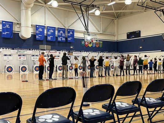 Archery tournament in gym