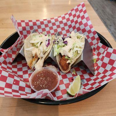 Black grouper grilled fish taco Panko crusted cod taco