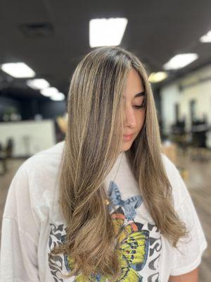 Balayage with long layers