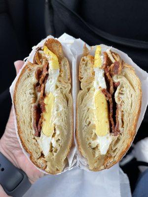 Best breakfast sandwich. Buttery croissant with egg, bacon, cheese, jalapeño and mayo.