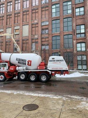 Construction vehicles blocking foot and car traffic daily