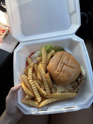 Grilled chicken sandwich and french fries