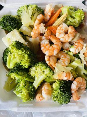 Steamed Shrimp and Vegetables with rice