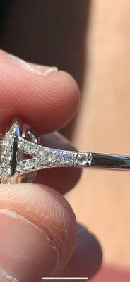 Ring after a resize missing a diamond.