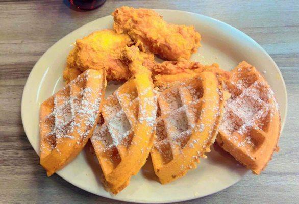 Chicken  and waffles