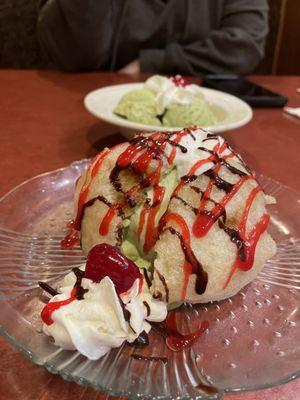 Fried Tempura Ice Cream with Whip Cream