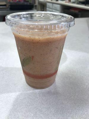 Raspberry mango smoothie with almond milk and flax seeds at Remedy This Naturally