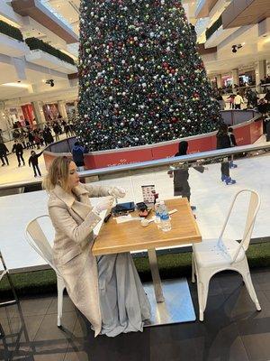 Ice rink Christmas tree seating