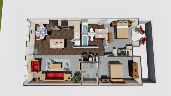 2 bdrm floorpan Approximately 1200 Sq.Ft.