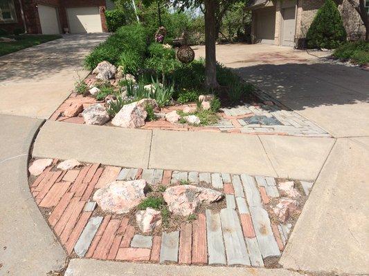 Stone inlay with boulders and succulents