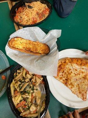 Capellini pomodoro, and Chicken Marsala Penne! We love our dinner.